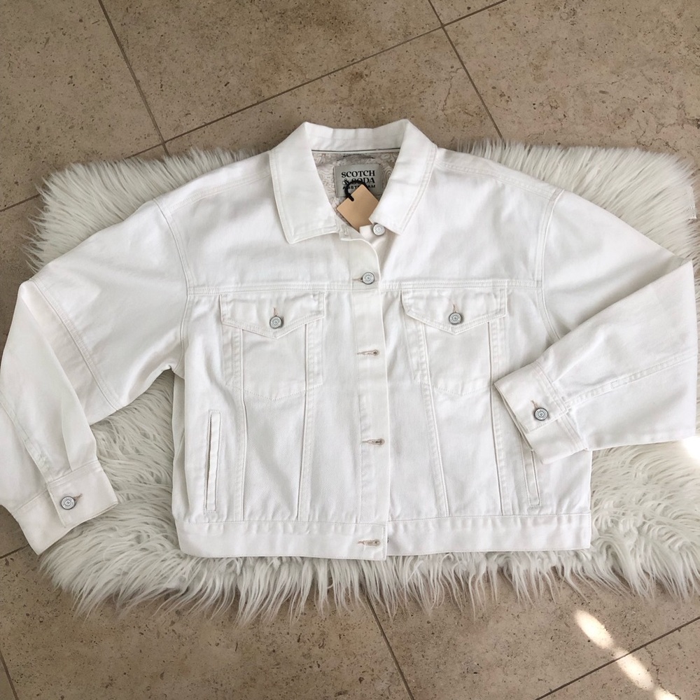 NWT Scotch & Soda 100% Cotton Off-White Denim Jacket XL - Picture 2 of 13